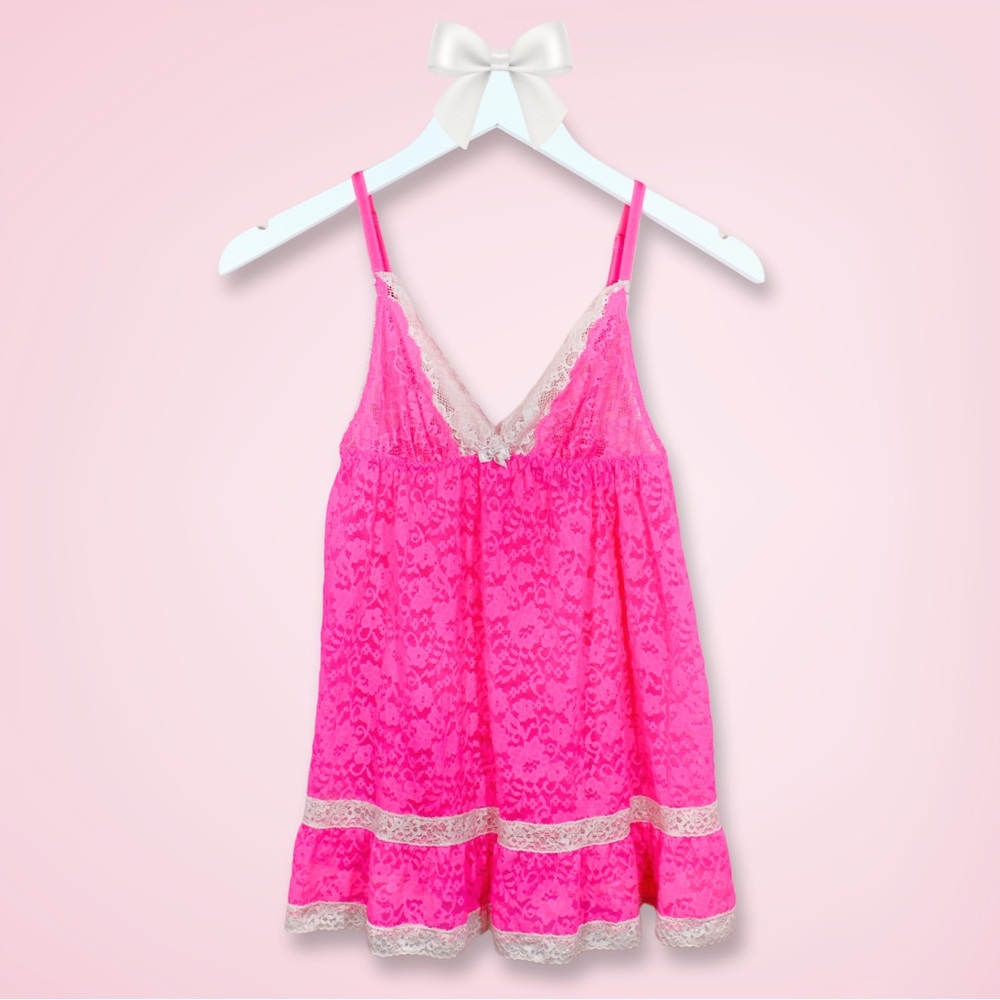 Victoria’s Secret Hot Pink Lace Babydoll Slip Dress | Size M, Like New, 2012